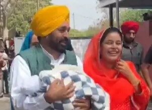 CM Bhagwant Mann, wife dr Gurpreet Mann and Daughter