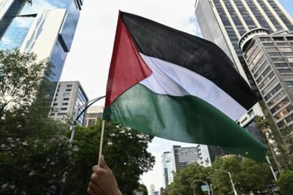 waving Palestinian flag in India